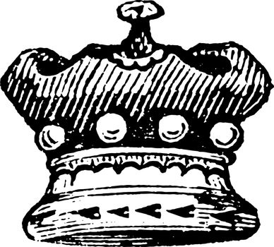 Baron Coronet is a small crown, vintage engraving.