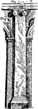 Pilaster, wall, vintage engraving.