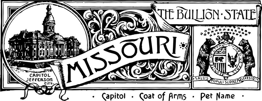 The state banner of Missouri the bullion state vintage illustrat
