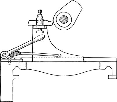 Cam Turning Attachment for Lathe, vintage illustration.