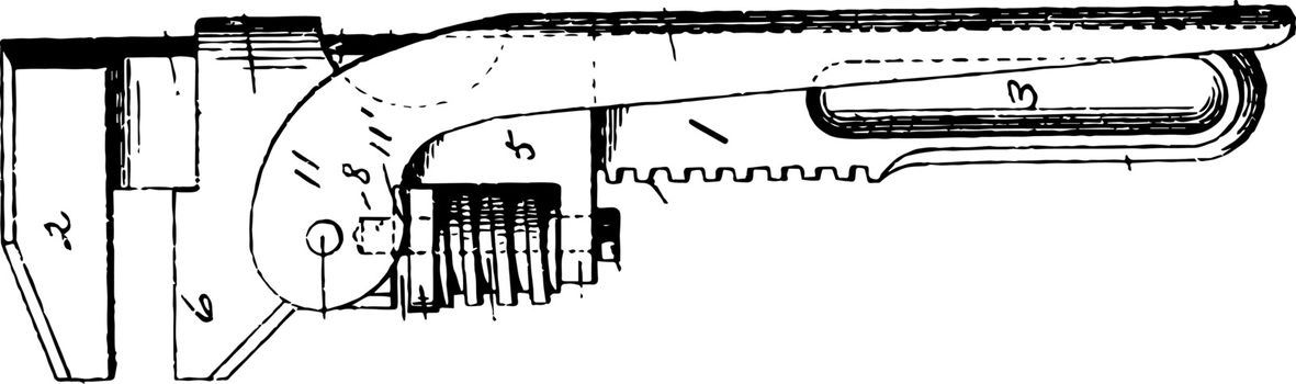 Mechanical Wrench vintage illustration.