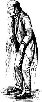 Man Drenched with Water, vintage illustration