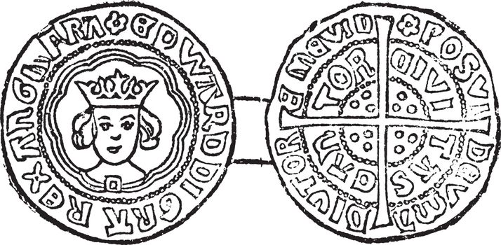 Coin of Edward IV, vintage illustration.