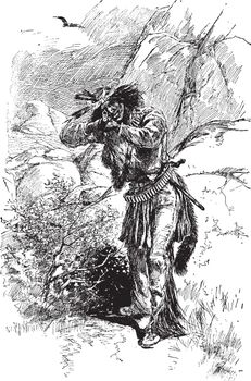 Apache Warrior, vintage illustration