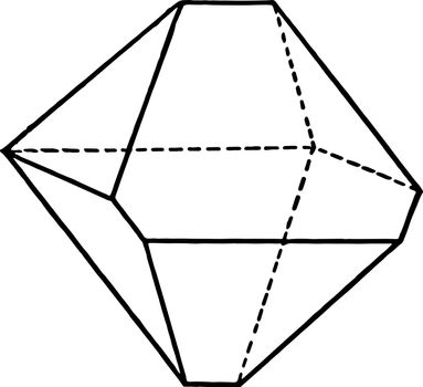 Distorted octahedron vintage illustration. 