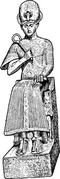 Ramses II Seated, vintage illustration. 