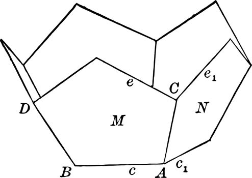Bottom Half of a Regular Dodecahedron vintage illustration. 
