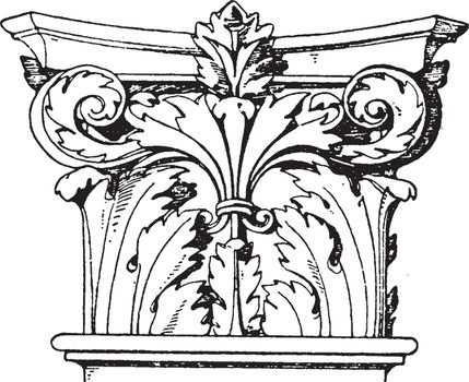 Corinthian Pilaster Capital, encircled with artificial leaves, v