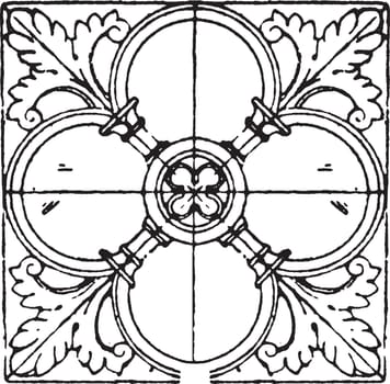 Bas-Relief Square Panel is a 12th century design, vintage engrav