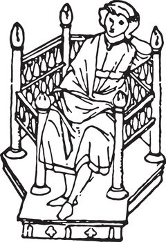 Medieval Polygon Arm chair, vintage illustration
