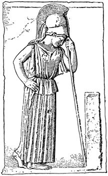 Mourning Athena vintage illustration. 