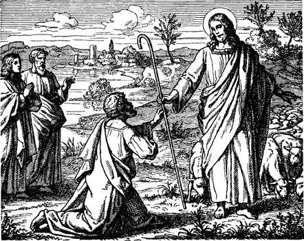 The Restoration of Peter by Jesus after the Resurrection vintage
