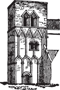 Barton-on-Humber Church, short work,  vintage engraving.