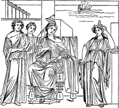 Dido parting with Aeneas vintage illustration. 