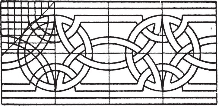 Romanesque Interlacement Band consists of wavy arcs, vintage eng