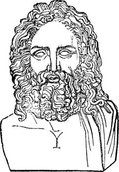 Head of Zeus vintage illustration. 