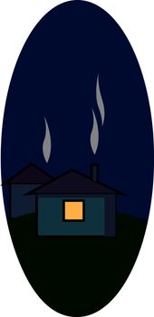 A house in the middle of the night, vector or color illustration