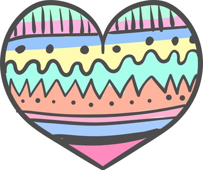 Whimsical heart, vector or color illustration.