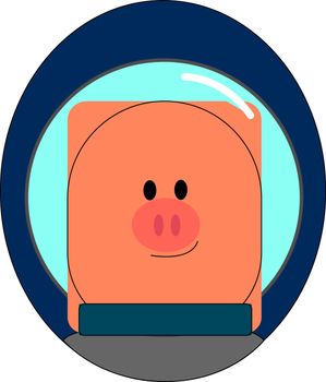 Cosmonaut piggy, illustration, vector on white background.