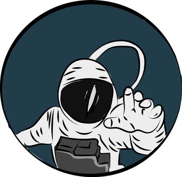Cosmonaut in space, illustration, vector on white background.