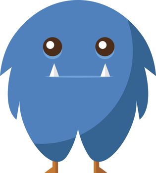 Sad blue monster, illustration, vector on white background
