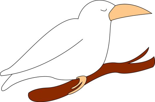 White crow bird, illustration, vector on white background.