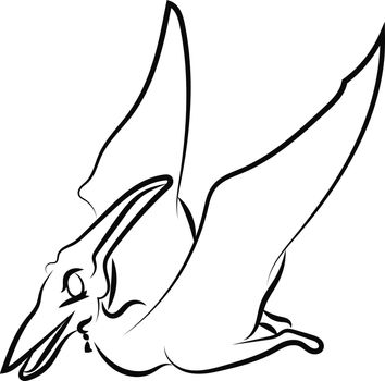 Pteranodon drawing, illustration, vector on white background.