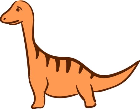 Sad orange dinosaur, illustration, vector on white background.