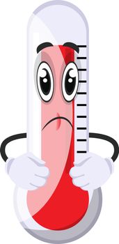 Curious thermometer, illustration, vector on white background.
