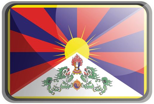 Vector illustration of Tibet flag on white background.