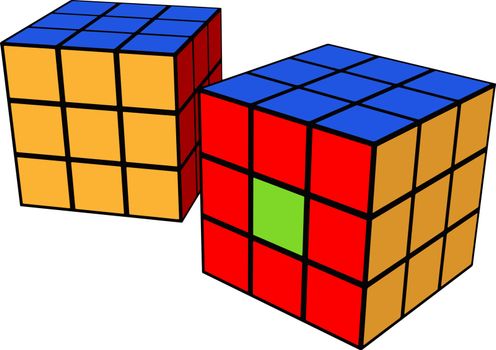 Rubik cube toy vector or color illustration