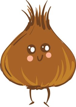 Cute smiling brown onion vector illustration on white background
