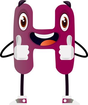 Happy purple letter H vector illustration on white backgorund