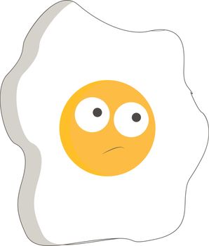 A sunny side up egg sad vector or color illustration