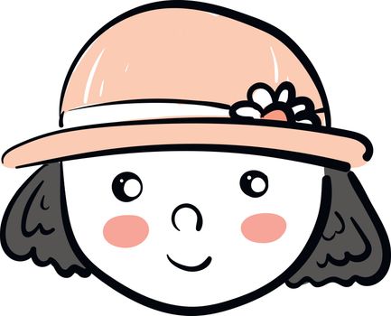 A girl wearing a pink hat looks cute vector or color illustratio