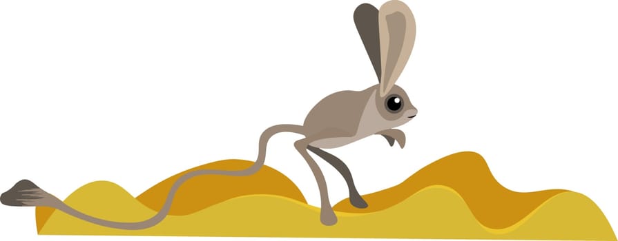 Clipart of a jumping jerboa rodent set on isolated white backgro