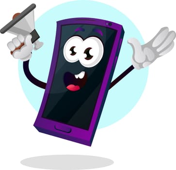 Phone holding speakerphone illustration vector on white backgrou
