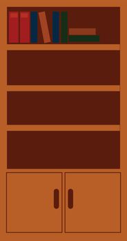 Wooden bookcase , vector or color illustration