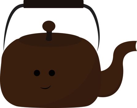 Emoji of the smiling teapot viewed from the front, vector or col