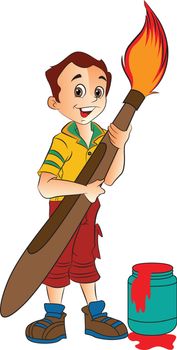 Boy with a Giant Paintbrush, illustration