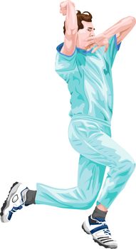 Vector of cricket bowler in action.