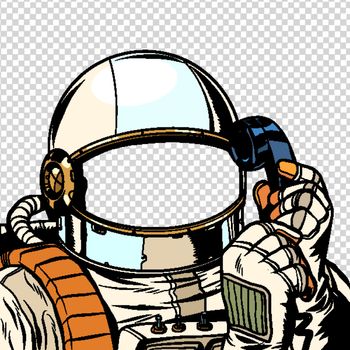 The astronaut is talking on the phone. empty spacesuit template