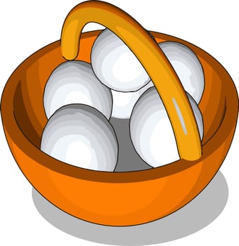 Eggs in basket, illustration, vector on white background.