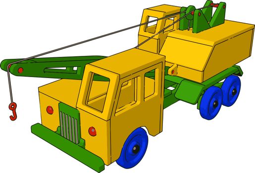 Little firetruck toy, illustration, vector on white background.