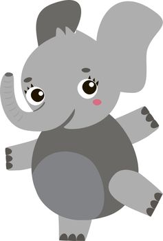 Dancing elephant, illustration, vector on white background.