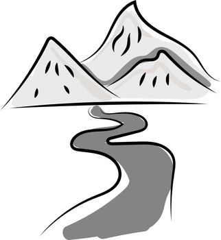 Mountains, illustration, vector on white background.