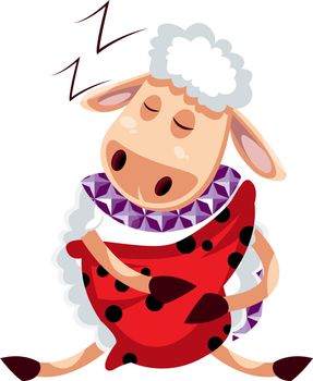 Sheep sleeping, illustration, vector on white background.