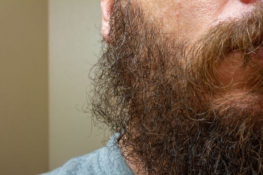 close up of a bearded man with a shallow depth of field