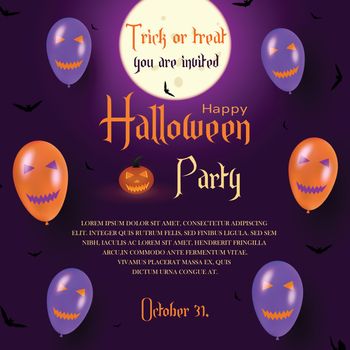 Halloween party purple invitation template.