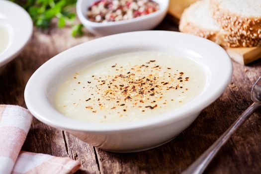 Bowl Of Spicy And Creamy Mushroom Soup